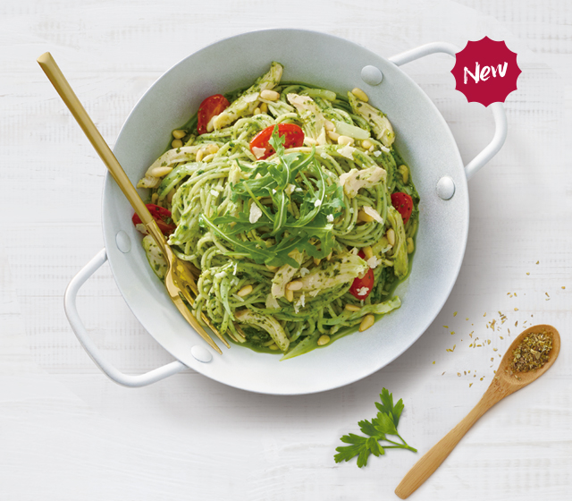 松子鸡肉罗勒意面